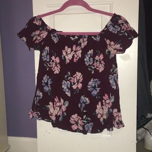 Off the shoulder maroon top